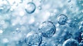 Close-up abstract of water bubbles, displaying reflective and shiny sudsy droplets, ideal for a wallpaper background, AI Generated