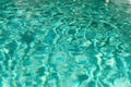 Close up abstract water texture. Turquoise swimming pool water background. Copy space, top view. Royalty Free Stock Photo