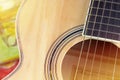 Close up a Acoustic guitar