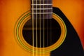 Close-Up of Acoustic Guitar Soundhole Royalty Free Stock Photo