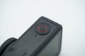 Close up of action camera record button detail Royalty Free Stock Photo