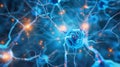 Close up active nerve cells. Human brain stimulation or activity with neurons Royalty Free Stock Photo