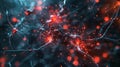 Close up active nerve cells. Human brain stimulation or activity with neurons Royalty Free Stock Photo