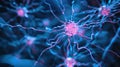 Close up active nerve cells. Human brain stimulation or activity with neurons Royalty Free Stock Photo