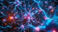 Close-Up of Active Nerve Cells: Human Brain Stimulation Royalty Free Stock Photo