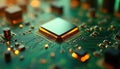 Close-up of advanced circuit board in smart factory. Tech component details, microchip, hardware, electronic. Innovation, modern Royalty Free Stock Photo