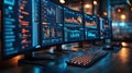 Close-up of advanced data dashboards showcasing real-time analytics, metrics, and visualizations in a modern digital Royalty Free Stock Photo