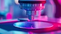 Close-up of an advanced micro-scaling machine creating new microchips