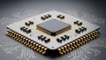 Close-up of Advanced Microchip on Modern Circuit Board Royalty Free Stock Photo