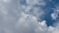 Aeroplane flying over the clouds of a blue sky Royalty Free Stock Photo