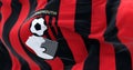 Close-up of AFC Bournemouth flag waving