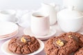 Close Up of Afghan Cookies with Tea Royalty Free Stock Photo