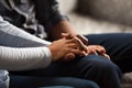 Close up of mixed race couple relax holding hands Royalty Free Stock Photo