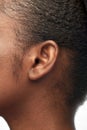 Close up of african american woman`s ear Royalty Free Stock Photo