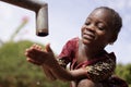 Close Up of African Black Ethnicity Girl Beautiful Drinking Water for Health