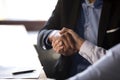 Close up african businessman shaking hands with client Royalty Free Stock Photo