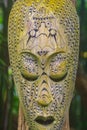 Close-up of an African voodoo mask on a blurred background