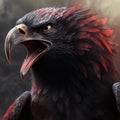 Close up of aggressive black and red eagle generative AI Royalty Free Stock Photo