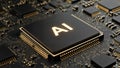 Close-up of AI chip on a circuit board Royalty Free Stock Photo