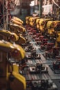 close-up of ai-controlled robotic assembly line