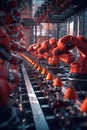 close-up of ai-controlled robotic assembly line