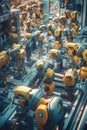 close-up of ai-controlled robotic assembly line