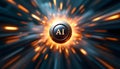 AI stamped bullet exploding with sparks and futuristic motion blur AI Generated Royalty Free Stock Photo