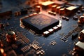 Close up of an AI processor, intricate technology at the forefront