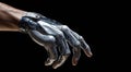 close-up of AI robot hand, AI robot hand on technology background, bionic robots hand close up