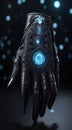 close-up of ai robots hand, ai robot hand on dark background, AI robot hand