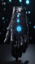 close-up of ai robots hand, ai robot hand on dark background, AI robot hand