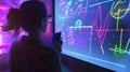 Close-up of an AI virtual whiteboard adapting a math lesson in real-time. Generative AI