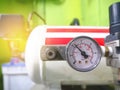 Close Up of air compressors pressure measurement pumps Royalty Free Stock Photo