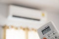 Close-up air condition remote, controlling temperature Royalty Free Stock Photo