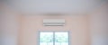 Close up air conditioner split type wall mounted in home room Royalty Free Stock Photo