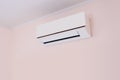 Close up air conditioner split type wall mounted in home room Royalty Free Stock Photo