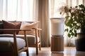 close-up of air purifier in modern living room
