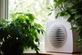 close-up of air purifier vent with clean air flowing out