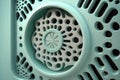 close-up of air purifier vent, with purified air flowing out