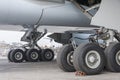 aircraft wheel at the hangar