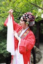 Close-up Aisa Chinese actress Peking Beijing Opera Costumes Pavilion garden China traditional drama play dress perform ancient