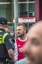 Close Up Of Ajax Supporter And A Policeman At Amsterdam The Netherlands 2018 Royalty Free Stock Photo
