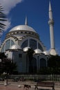 Close up of Al-Zamil Mosque with dog passing, Shkoder Albania