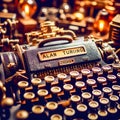 A close-up of Alan TuringÃ¢â¬â¢s iconic Enigma machine, showcasing intricate details and warm lighting Royalty Free Stock Photo