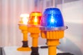 Close up of alarm lamp signal warning flashing lights for industrial machinery Royalty Free Stock Photo