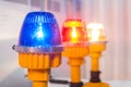 Close up of alarm lamp signal warning flashing lights for industrial machinery Royalty Free Stock Photo