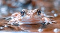 A close up of a albino frog sitting in water with bubbles, AI Royalty Free Stock Photo