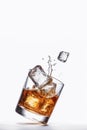 Close up of alcohol drink with ice cubes,created with Generative AI technology.