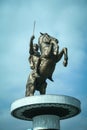 Close up on Alexander the Great statue on Skopje`s main square.