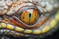 close-up of alligator eye on river side Royalty Free Stock Photo